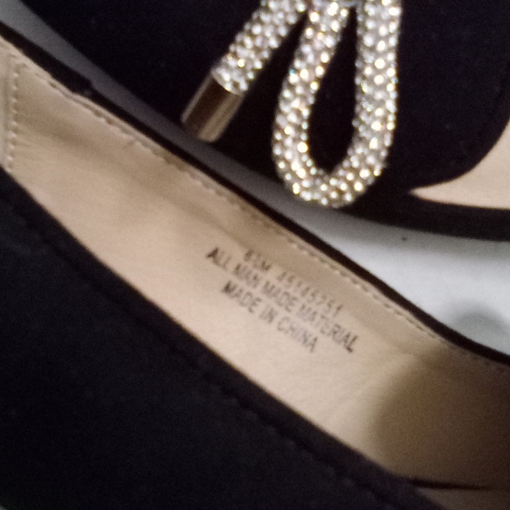 VERSONA Rhinestone Bow Suede Point-Toe Ballet Flats NWT - Picture 4 of 7